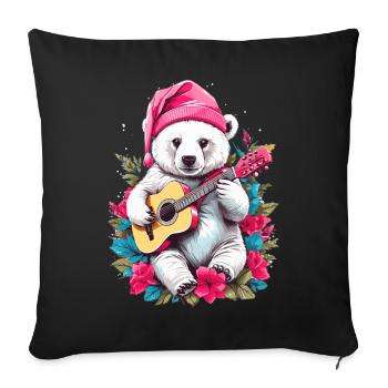 Cute polar bear with guitar - Sofa pillowcase 17,3'' x 17,3'' (45 x 45 cm) - black - Front
