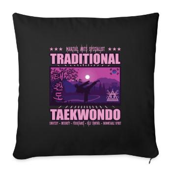 Taekwondo Corée Design, rose et violet - Housse de coussin décorative 45 x 45 cm - noir - Devant