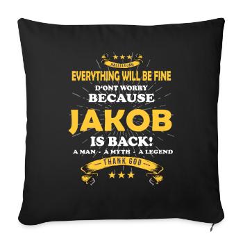 Tout ira bien Jakob est de retour - Housse de coussin décorative 45 x 45 cm - noir - Devant