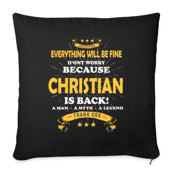 Tout ira bien Christian est de retour - Housse de coussin décorative 45 x 45 cm - noir - Devant