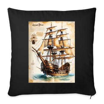 Bateau pirate #3 - Housse de coussin décorative 45 x 45 cm - noir - Devant