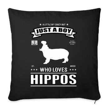 Juste un garçon qui aime la tenue d’hippopotame - Housse de coussin décorative 45 x 45 cm - noir - Devant