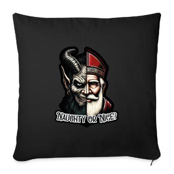 "Naughty or Nice Dual-Faced Santa Claus VS Krampus - Sofa pillowcase 17,3'' x 17,3'' (45 x 45 cm) - black - Front