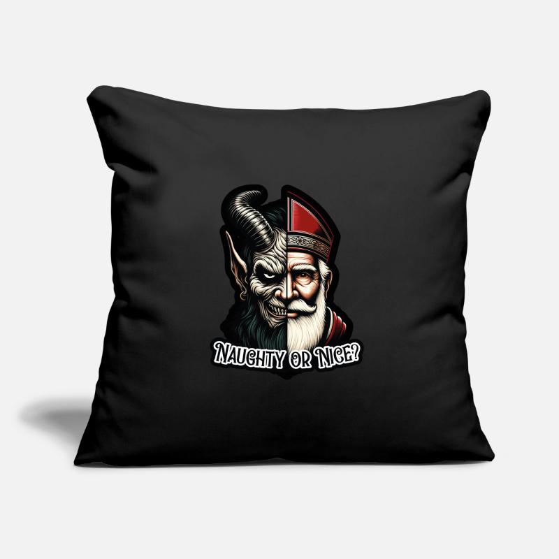 "Frecher oder netter Weihnachtsmann mit zwei Gesichtern VS Krampus Sofakissenbezug 45 x 45 cm