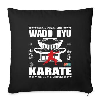 Conception d’arts martiaux Wado-Ryu cool avec kanji - Housse de coussin décorative 45 x 45 cm - noir - Devant