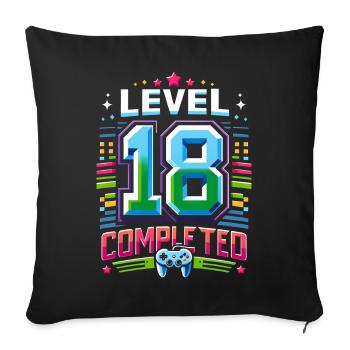 18th Birthday Retro Level 18 Years Party - Sofa pillowcase 17,3'' x 17,3'' (45 x 45 cm) - black - Front