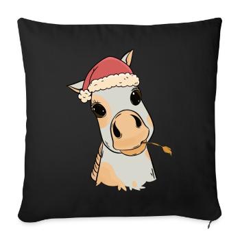Fohlen Baby Xmas Weihnachtsgeschenk Pferdenarr - Sofakissenbezug 45 x 45 cm - Schwarz - Vorne
