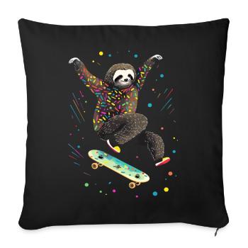 Skateboarding Faultier für Skaters - Sofakissenbezug 45 x 45 cm - Schwarz - Vorne