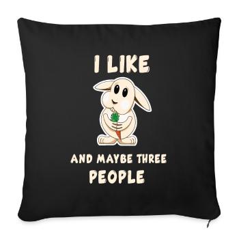 J’aime les lapins et peut-être trois personnes - Housse de coussin décorative 45 x 45 cm - noir - Devant
