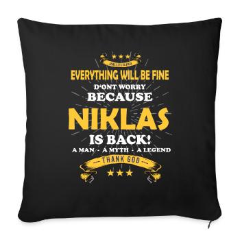 Everything will be fine Niklas Is back - Sofa pillowcase 17,3'' x 17,3'' (45 x 45 cm) - black - Front