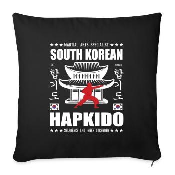 Conception d’arts martiaux Hapkido cool avec Kanji - Housse de coussin décorative 45 x 45 cm - noir - Devant