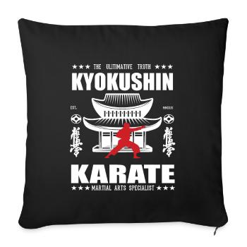 Conception d’arts martiaux Kyokushin cool avec kanji - Housse de coussin décorative 45 x 45 cm - noir - Devant