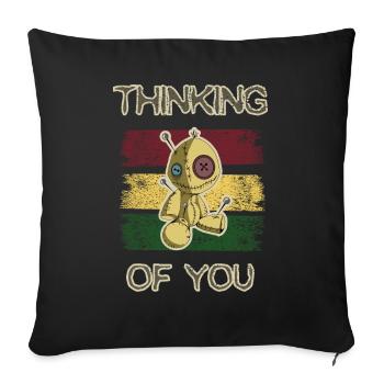 Funny 'Thinking of you' design with voodoo doll - Sofa pillowcase 17,3'' x 17,3'' (45 x 45 cm) - black - Front