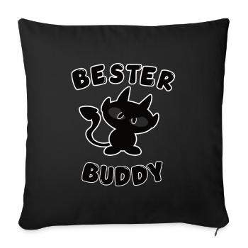 cooles bester Buddy Design mit Teufelchen - Sofakissenbezug 45 x 45 cm - Schwarz - Vorne
