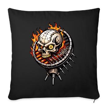 BBQ Skull // Totenkopf Barbecue // Grill FS0079 - Sofa pillowcase 17,3'' x 17,3'' (45 x 45 cm) - black - Front