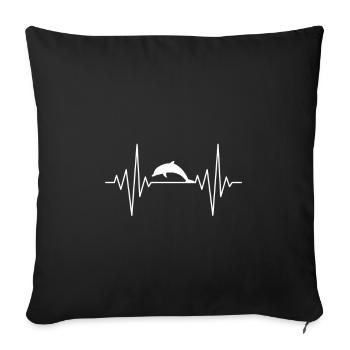 Mon cœur dort pour le design des dauphins - Housse de coussin décorative 45 x 45 cm - noir - Devant