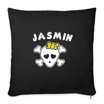 Design Jasmin Pirate pour Filles et Femmes - Housse de coussin décorative 45 x 45 cm - noir - Devant