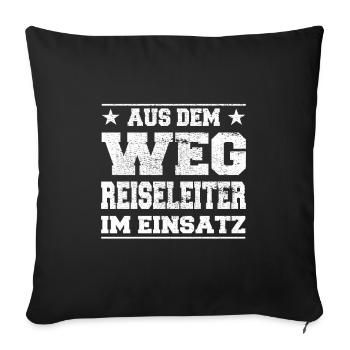 Aus dem Weg Reiseleiter im Einsatz Design - Sofakissenbezug 45 x 45 cm - Schwarz - Vorne