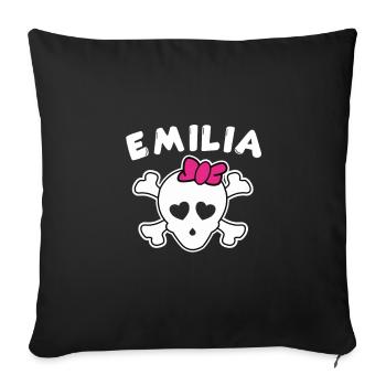Design Pirate Emilia pour filles et femmes - Housse de coussin décorative 45 x 45 cm - noir - Devant