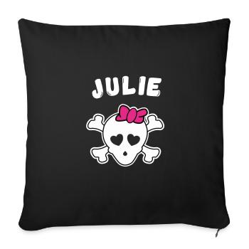 Design Pirate Julie pour filles et femmes - Housse de coussin décorative 45 x 45 cm - noir - Devant