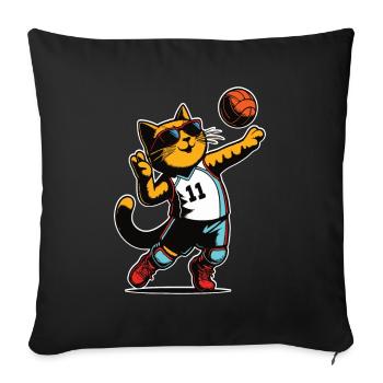 Chat volleyeur - Cat Sports Design - Housse de coussin décorative 45 x 45 cm - noir - Devant