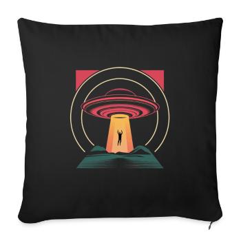 UFO hijacking in mysterious night - Sofa pillowcase 17,3'' x 17,3'' (45 x 45 cm) - black - Front