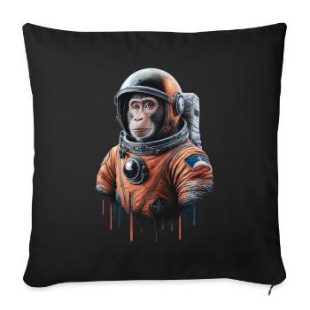 Space Adventure with a Monkey Astronaut - Sofa pillowcase 17,3'' x 17,3'' (45 x 45 cm) - black - Front