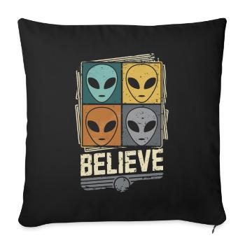 Croyez aux extraterrestres et à l’espace - Housse de coussin décorative 45 x 45 cm - noir - Devant