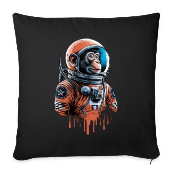 Space monkey explores the universe - Sofa pillowcase 17,3'' x 17,3'' (45 x 45 cm) - black - Front