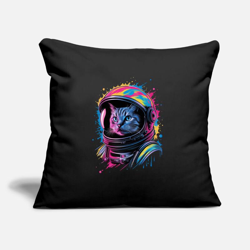 Chat de l’espace avec casque coloré Housse de coussin décorative 45 x 45 cm