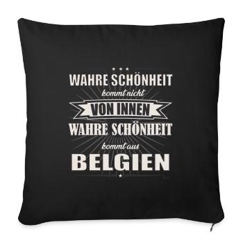 La vraie beauté vient de Belgique Design - Housse de coussin décorative 45 x 45 cm - noir - Devant