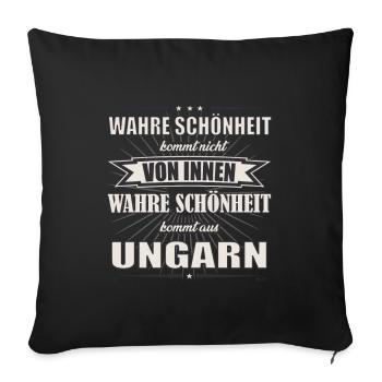 La vraie beauté vient de Hongrie Design - Housse de coussin décorative 45 x 45 cm - noir - Devant