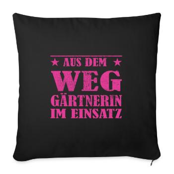 Jardinier hors du chemin en action Design - Housse de coussin décorative 45 x 45 cm - noir - Devant