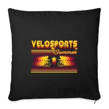 Design estival rétro Velosport pour le fan de cyclisme - Housse de coussin décorative 45 x 45 cm - noir - Devant