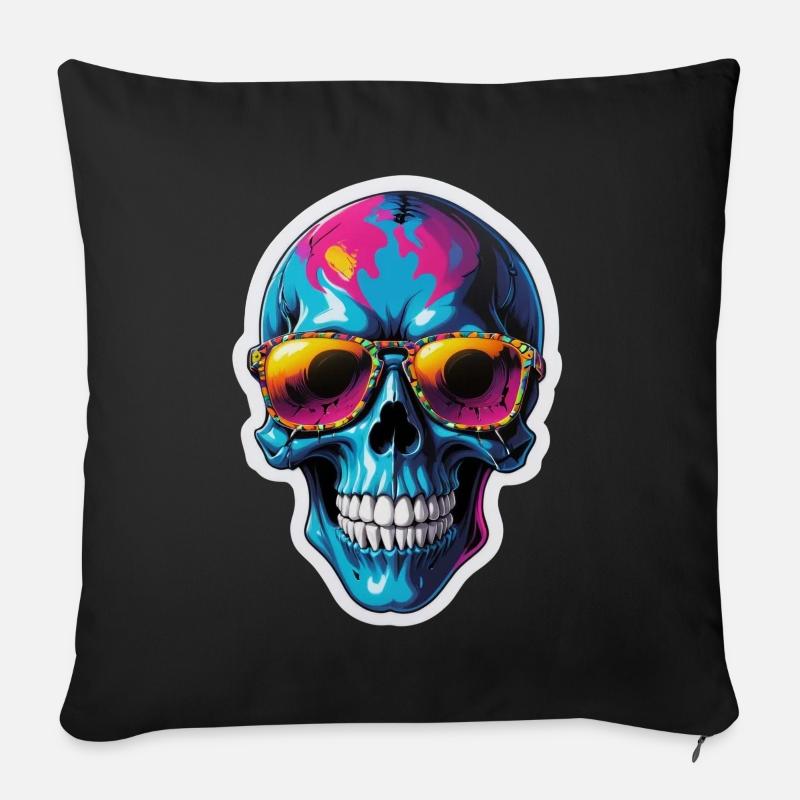 tête de mort - Housse de coussin décorative 45 x 45 cm - noir