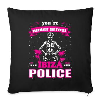 Fun Ibiza Police Holidays - Balearic Island - Sofa pillowcase 17,3'' x 17,3'' (45 x 45 cm) - black - Front