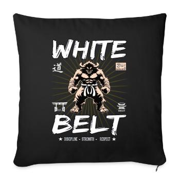 Ceinture blanche en arts martiaux - Housse de coussin décorative 45 x 45 cm - noir - Devant