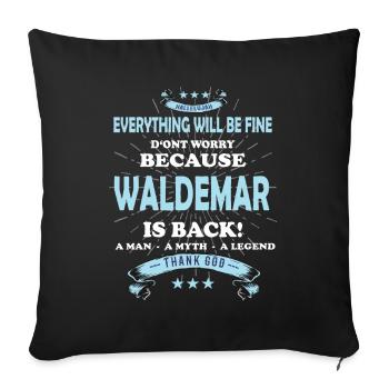 Everything will be fine Waldemar Is back - Sofa pillowcase 17,3'' x 17,3'' (45 x 45 cm) - black - Front