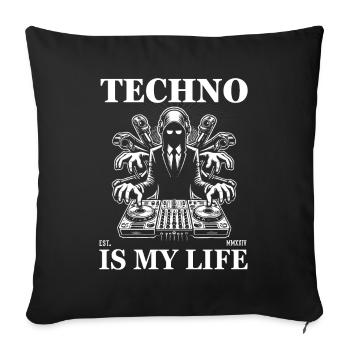 Techno is my Life - DJ with many arms - Sofa pillowcase 17,3'' x 17,3'' (45 x 45 cm) - black - Front