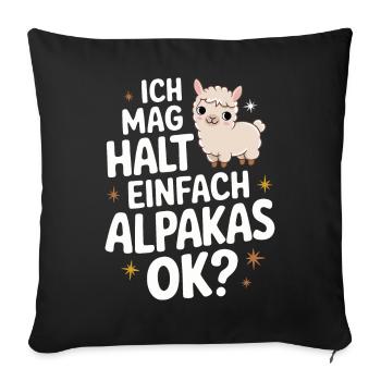 Alpaca llama alpacas animal - Sofa pillowcase 17,3'' x 17,3'' (45 x 45 cm) - black - Front