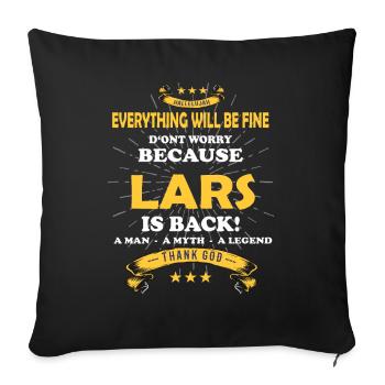 Lars est de retour – Tout ira bien, design cool - Housse de coussin décorative 45 x 45 cm - noir - Devant