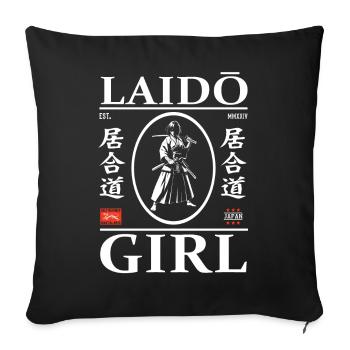 Iaido Girl Design with Kanji – Sword Fighting and Ele - Sofa pillowcase 17,3'' x 17,3'' (45 x 45 cm) - black - Front