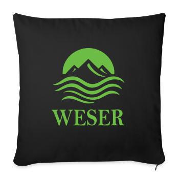 Weser – Conception de la rivière Majestic - Housse de coussin décorative 45 x 45 cm - noir - Devant