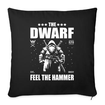 Der Zwerg – Fühle den Hammer – Zwergen Design - Sofakissenbezug 45 x 45 cm - Schwarz - Vorne