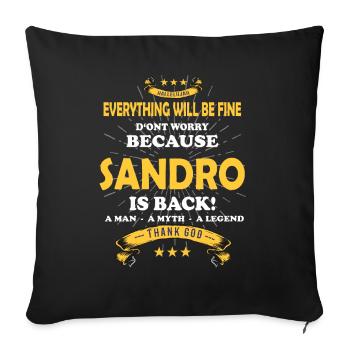Tout ira bien Sandro est de retour - Housse de coussin décorative 45 x 45 cm - noir - Devant