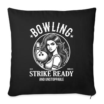 Bowling Strike prêt et inarrêtable - Housse de coussin décorative 45 x 45 cm - noir - Devant