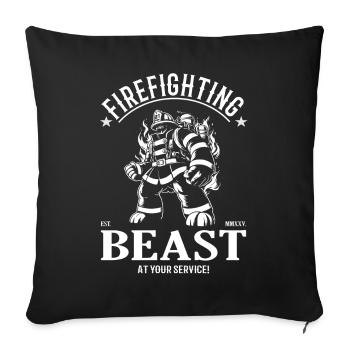 Feuerwehrmann – Firefighting Beast at Your Service - Sofa pillowcase 17,3'' x 17,3'' (45 x 45 cm) - black - Front