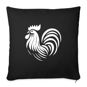 Simple rooster design – the early bird greets you - Sofa pillowcase 17,3'' x 17,3'' (45 x 45 cm) - black - Front