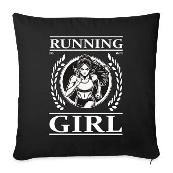 Running Girl – Courir, c’est la liberté - Housse de coussin décorative 45 x 45 cm - noir - Devant
