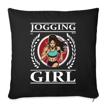 Jogging Girl – Laufen ist Leben! - Sofakissenbezug 45 x 45 cm - Schwarz - Vorne